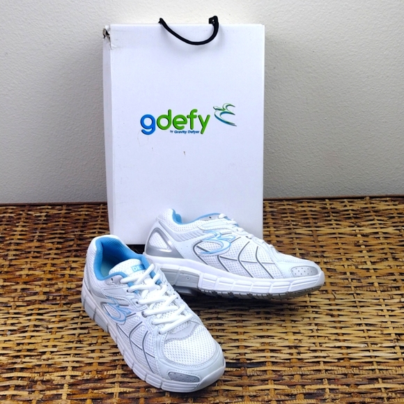 Gdefy Super Walk white and blue therapeutic sneakers - Picture 1 of 8